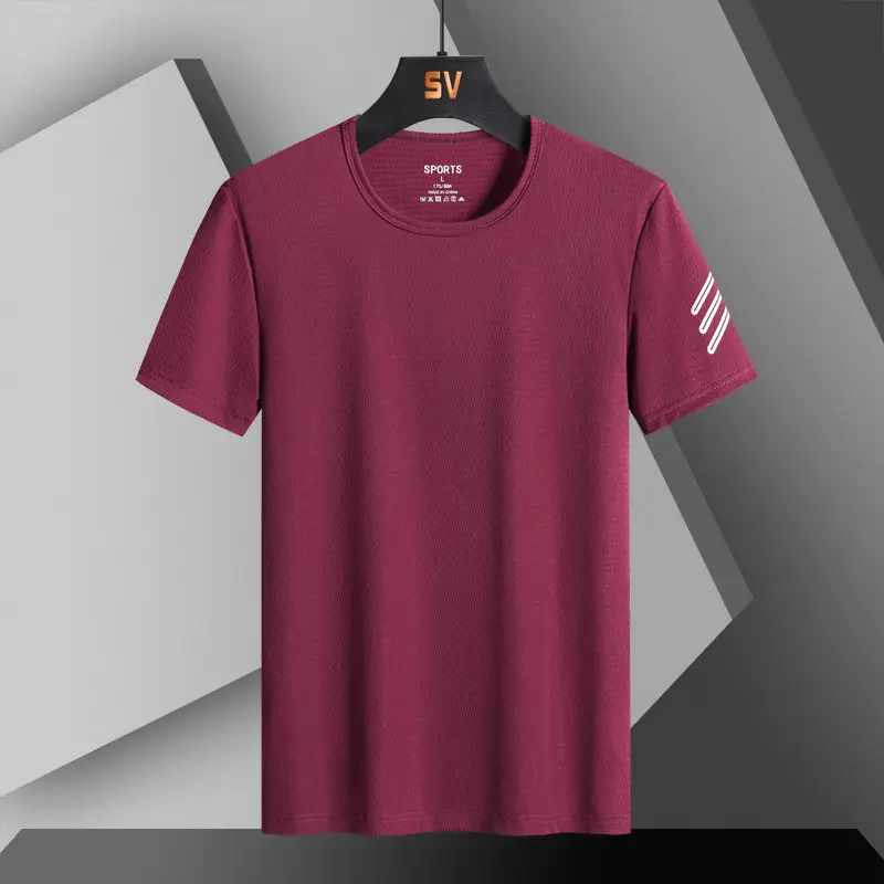 Men Blue Ice Silk T-Shirt Short Sleeve - Image 15