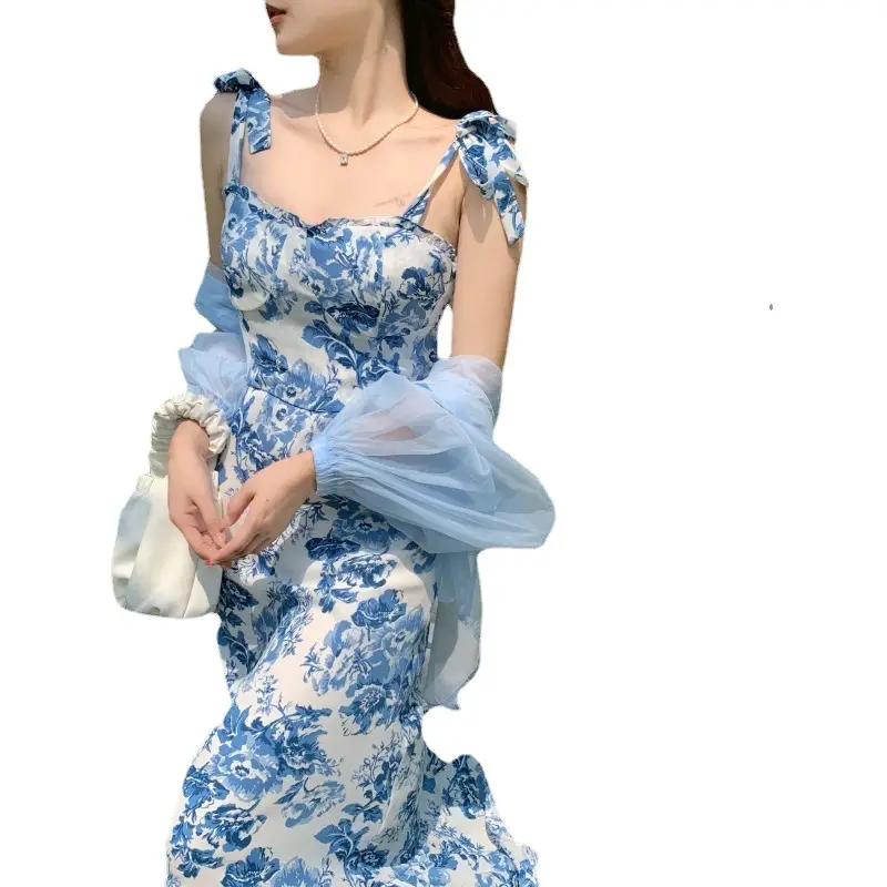 2023 Summer Floral Fitted Dress for Women with Fishtail Design - Image 6