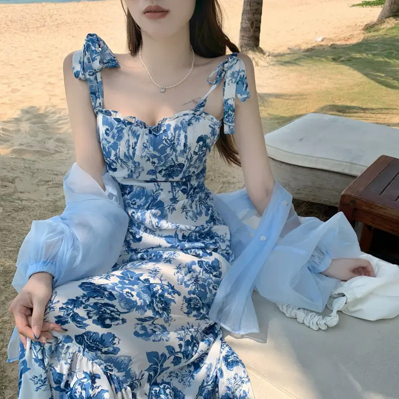 2023 Summer Floral Fitted Dress for Women with Fishtail Design — feature 11