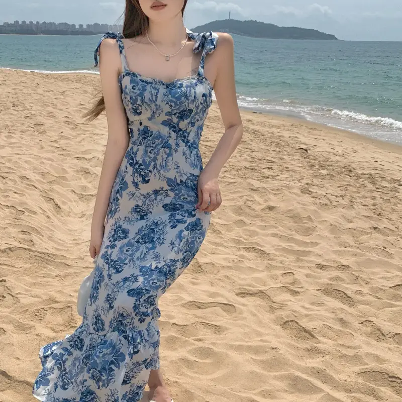 2023 Summer Floral Fitted Dress for Women with Fishtail Design — feature 13