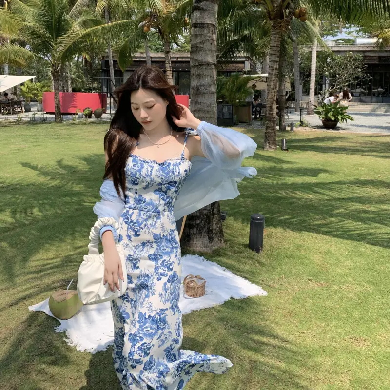 2023 Summer Floral Fitted Dress for Women with Fishtail Design — feature 9