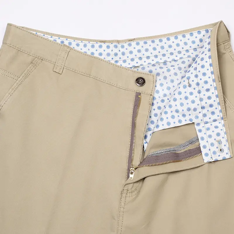 Middle-aged Men Pure Cotton Grey Straight Pants Summer