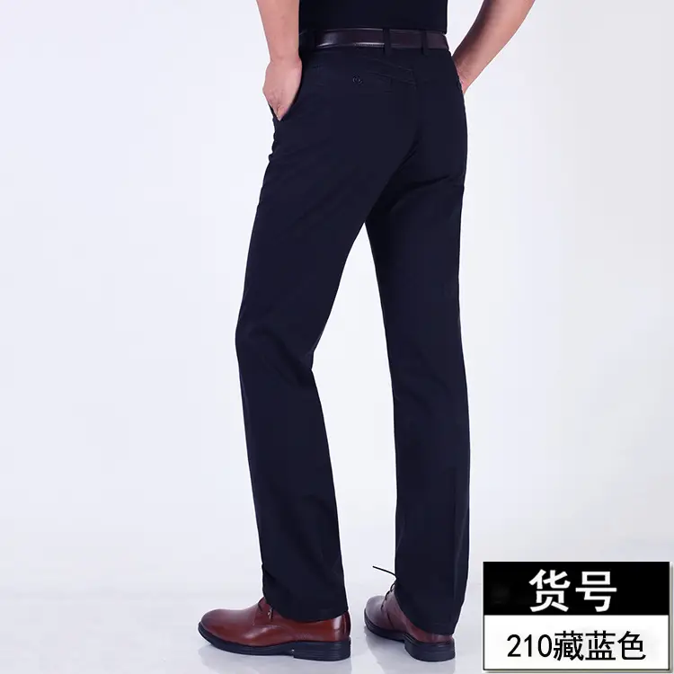 Middle-aged Men Pure Cotton Grey Straight Pants Summer