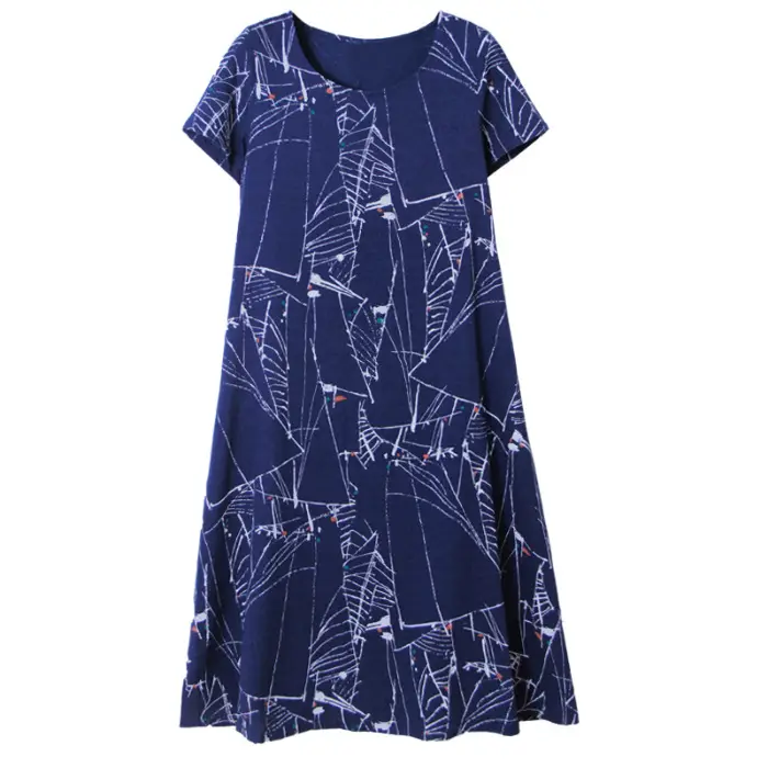 2024 Printed Ice Silk Women Dress Plus Size Loose Slimming - Image 6