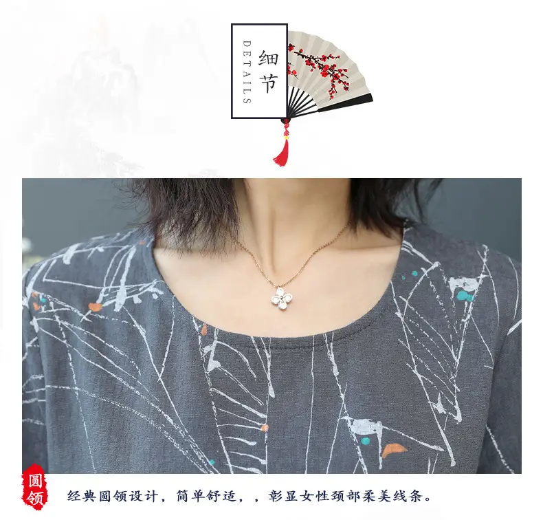 2024 Printed Ice Silk Women Dress Plus Size Loose Slimming — feature 19