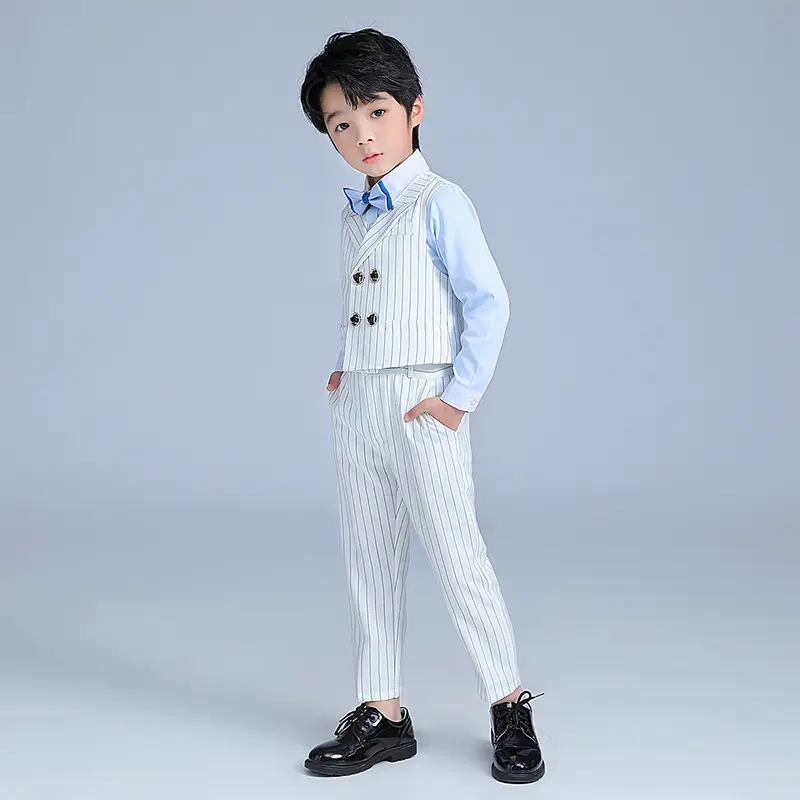 2023 Boys Summer Striped Vest Suit with Bow Tie - Image 7