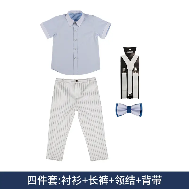 2023 Boys Summer Striped Vest Suit with Bow Tie - Image 2
