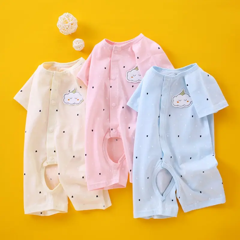 Baby Romper Pure Cotton Light Blue One-Piece Summer Pajamas - Image 6