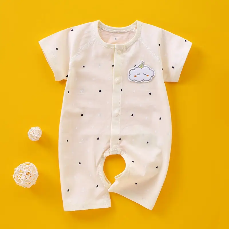 Baby Romper Pure Cotton Light Blue One-Piece Summer Pajamas - Image 2