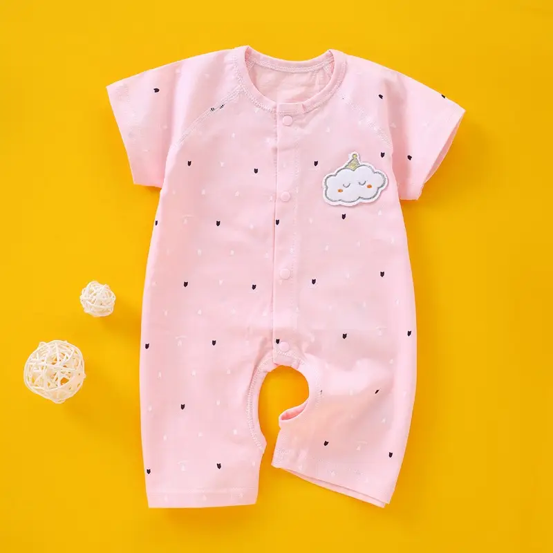 Baby Romper Pure Cotton Light Blue One-Piece Summer Pajamas - Image 3