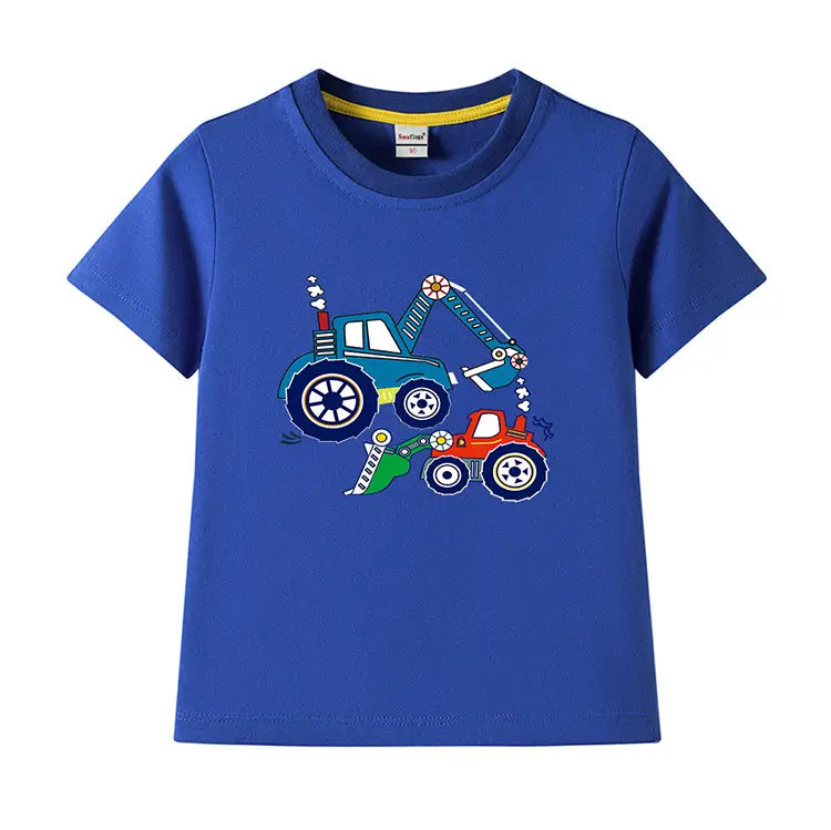 Blue Digger Cartoon Kids T-Shirt Cotton Round Neck Short Sleeve — feature 10