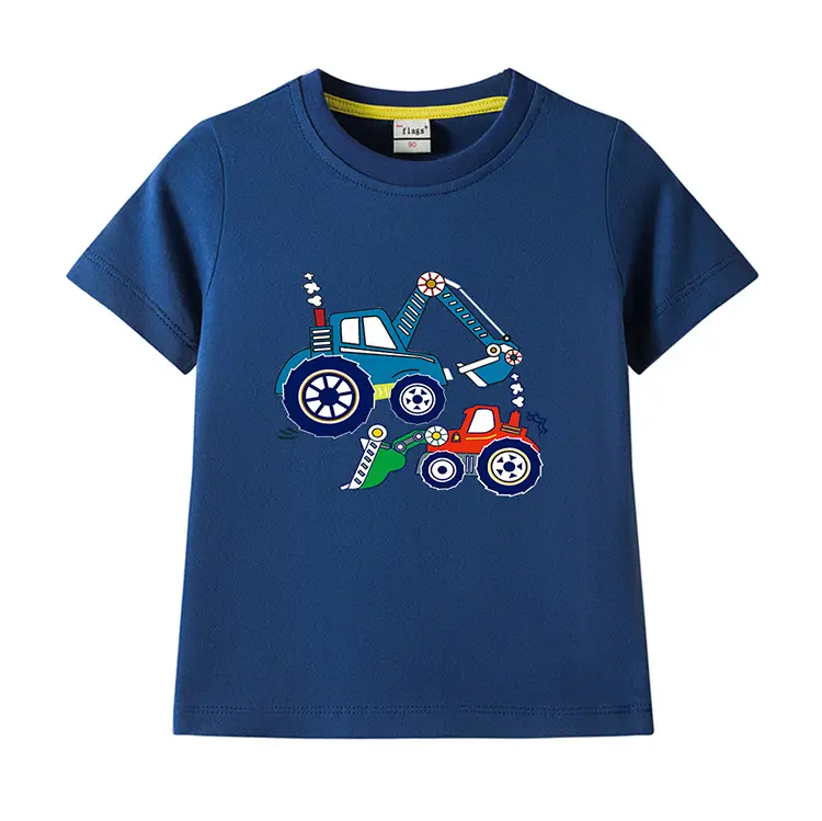 Blue Digger Cartoon Kids T-Shirt Cotton Round Neck Short Sleeve — feature 17