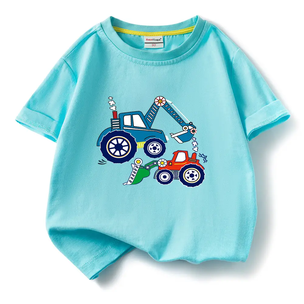 Blue Digger Cartoon Kids T-Shirt Cotton Round Neck Short Sleeve - Image 11