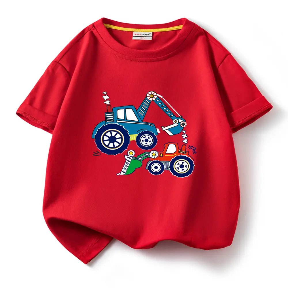 Blue Digger Cartoon Kids T-Shirt Cotton Round Neck Short Sleeve - Image 3