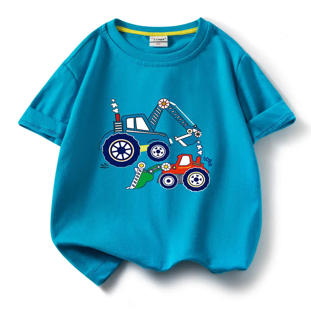 Blue Digger Cartoon Kids T-Shirt Cotton Round Neck Short Sleeve - Image 9