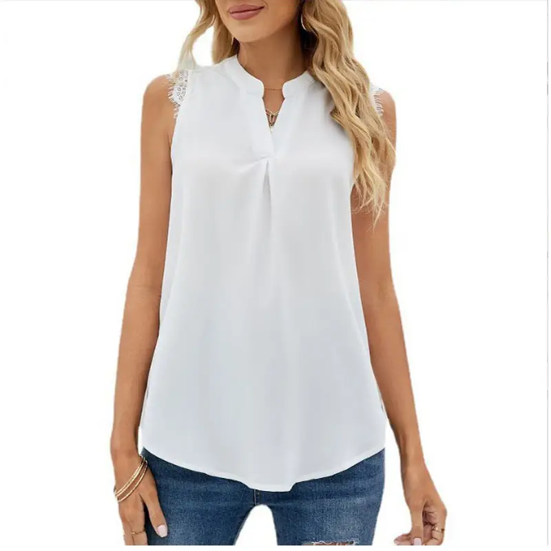 Black Sleeveless V-Neck Top for Women - Image 13