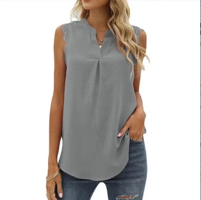 Black Sleeveless V-Neck Top for Women - Image 5