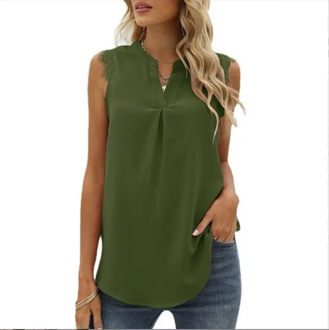 Black Sleeveless V-Neck Top for Women - Image 7