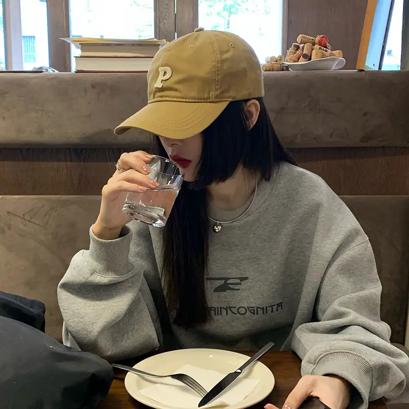 Japanese P Letter Baseball Cap Women Spring Autumn Casual Sunshade Hat - Image 15
