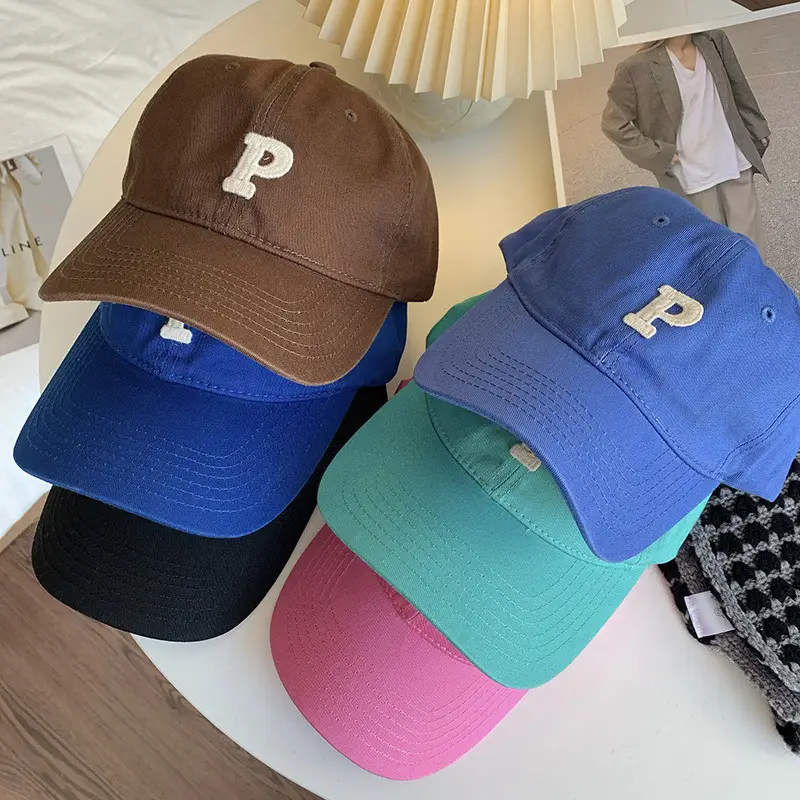 Japanese P Letter Baseball Cap Women Spring Autumn Casual Sunshade Hat - Image 16