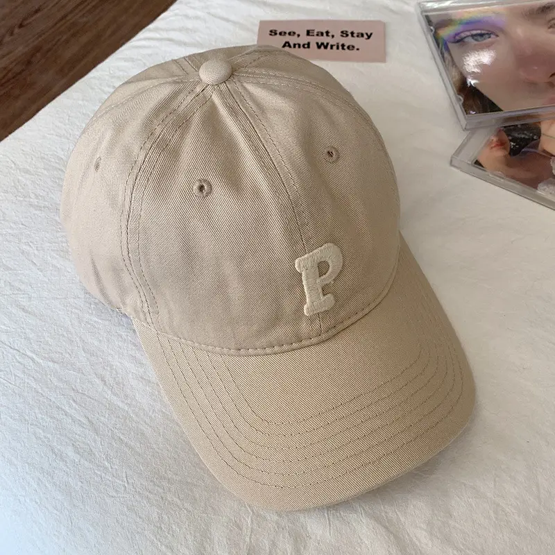 Japanese P Letter Baseball Cap Women Spring Autumn Casual Sunshade Hat - Image 11