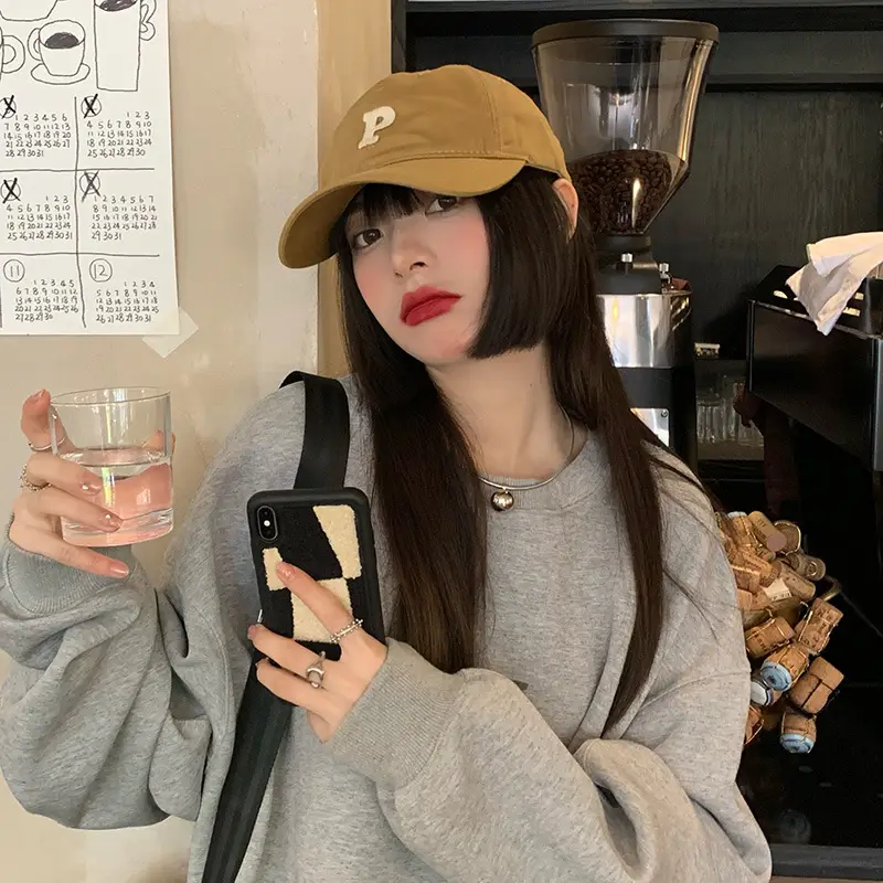 Japanese P Letter Baseball Cap Women Spring Autumn Casual Sunshade Hat - Image 4