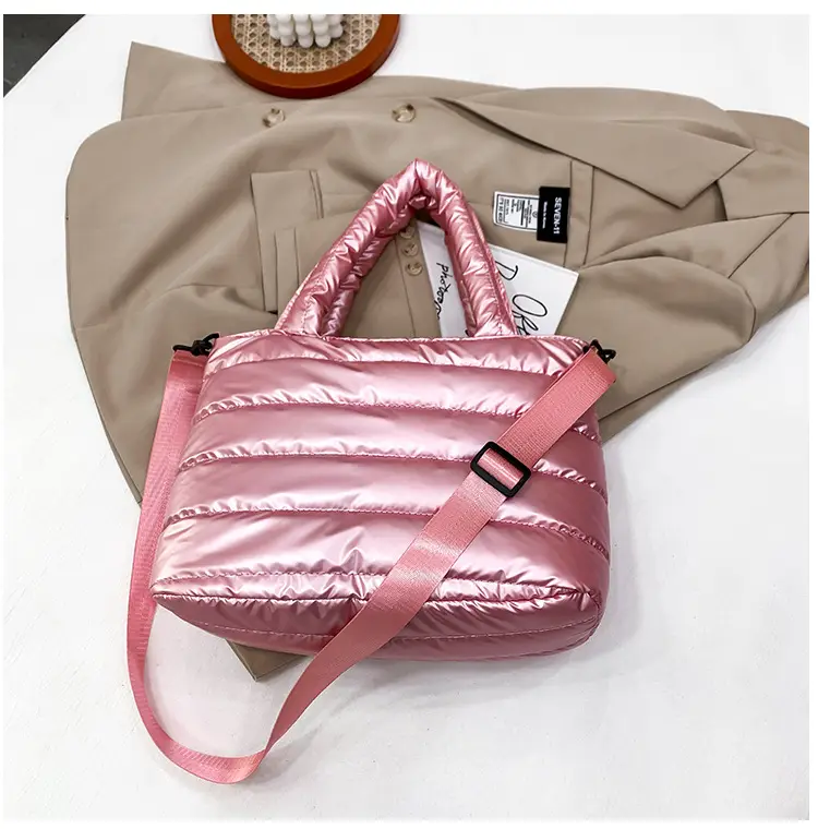 Women's Embroidered Cotton Padded Shoulder Bag White 2026 — feature 44
