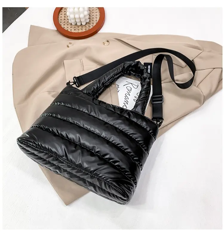 Women's Embroidered Cotton Padded Shoulder Bag White 2026 — feature 51