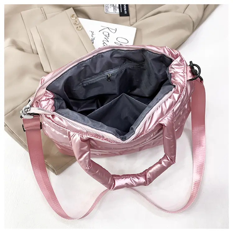 Women's Embroidered Cotton Padded Shoulder Bag White 2026 — feature 62