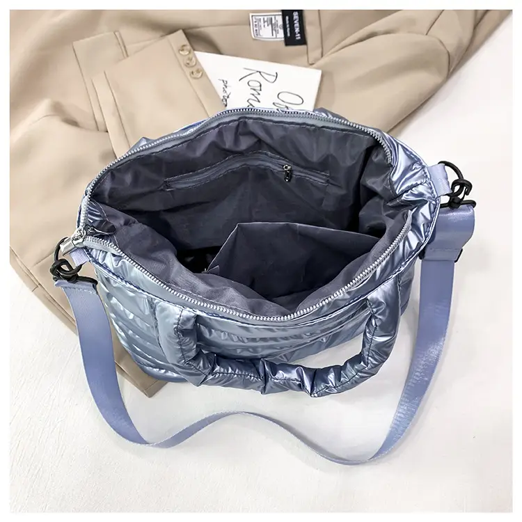 Women's Embroidered Cotton Padded Shoulder Bag White 2026 — feature 63