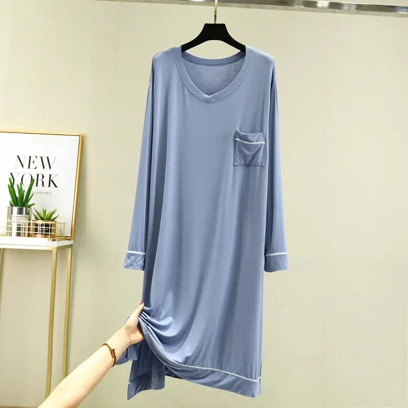 Korean Style Long Sleeve V-Neck Pocket Dress Women - Image 7