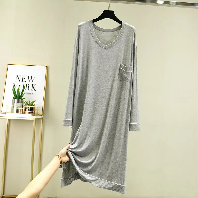 Korean Style Long Sleeve V-Neck Pocket Dress Women - Image 3