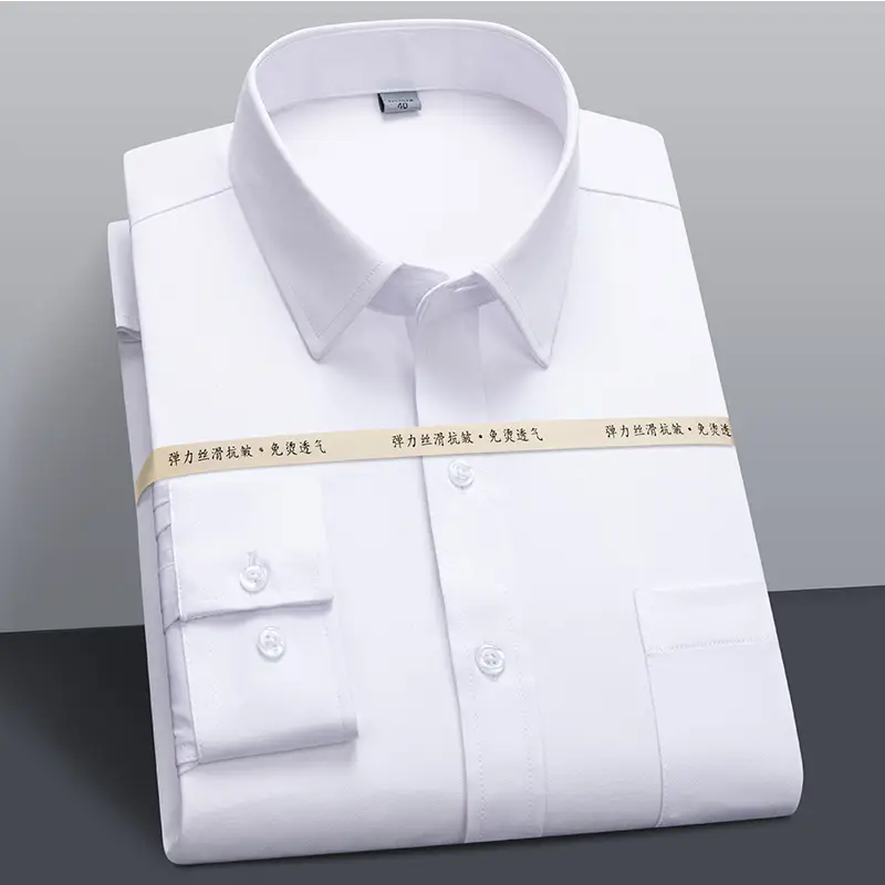 Men Stretch Striped Shirt Long Sleeve Summer Casual Business - Image 14