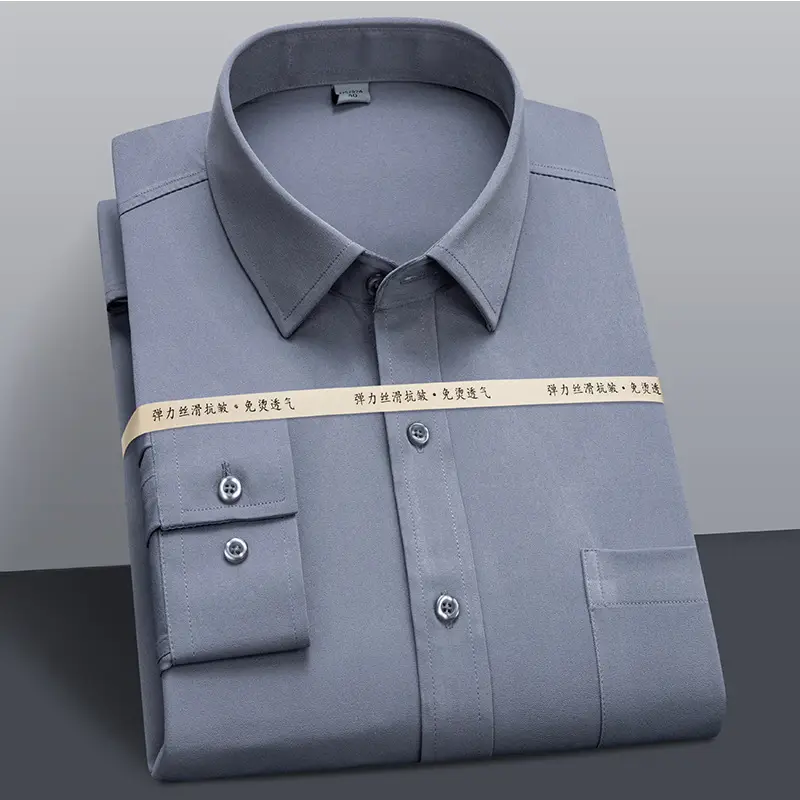 Men Stretch Striped Shirt Long Sleeve Summer Casual Business - Image 15