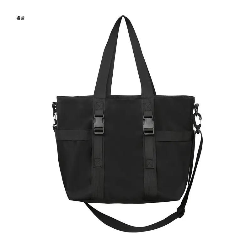 Men's Oxford Cloth Shoulder Bag Large Capacity Contrast Gray Black - Image 7