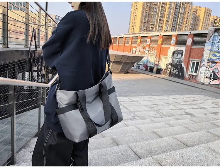 Men's Oxford Cloth Shoulder Bag Large Capacity Contrast Gray Black — feature 33
