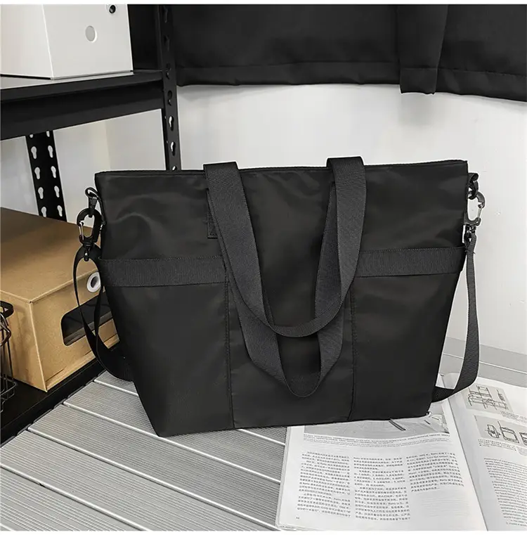 Men's Oxford Cloth Shoulder Bag Large Capacity Contrast Gray Black — feature 43