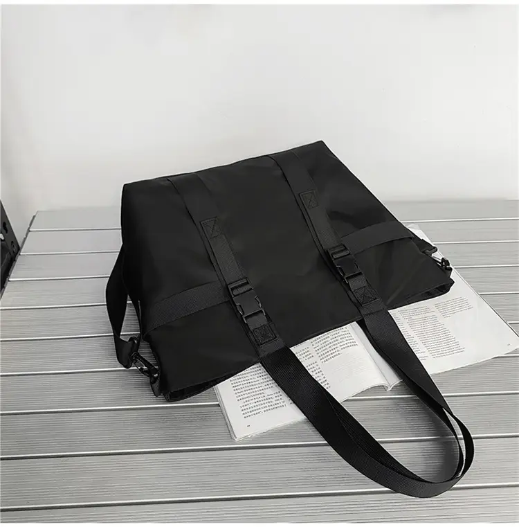 Men's Oxford Cloth Shoulder Bag Large Capacity Contrast Gray Black — feature 45