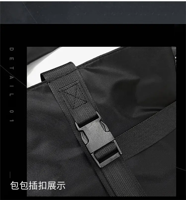 Men's Oxford Cloth Shoulder Bag Large Capacity Contrast Gray Black — feature 46