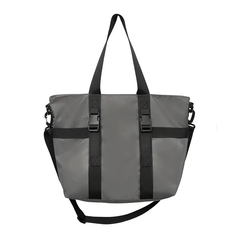 Men's Oxford Cloth Shoulder Bag Large Capacity Contrast Gray Black - Image 2
