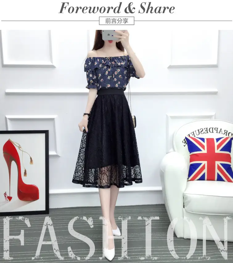 2026 Lace Mid-Length Blue Mesh Skirt with High Waist — feature 19