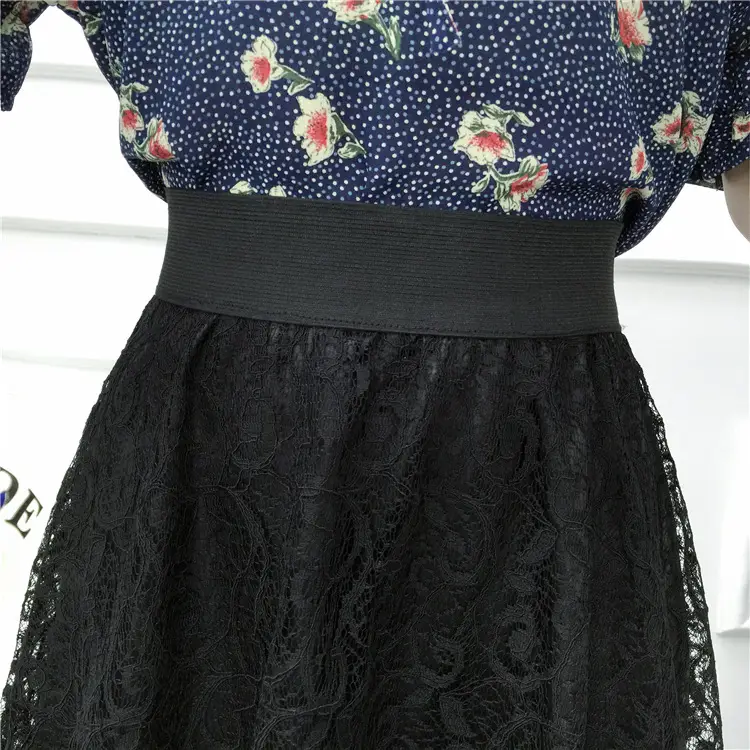 2026 Lace Mid-Length Blue Mesh Skirt with High Waist — feature 23