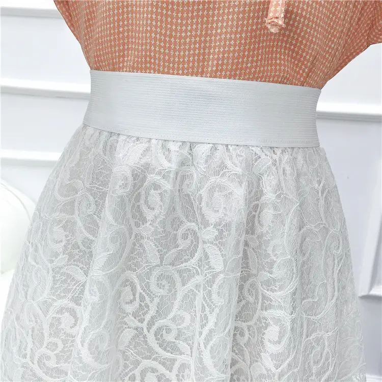 2026 Lace Mid-Length Blue Mesh Skirt with High Waist — feature 35