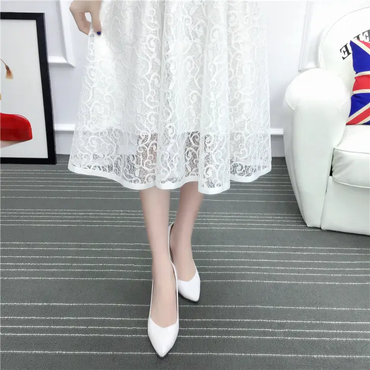 2026 Lace Mid-Length Blue Mesh Skirt with High Waist — feature 36