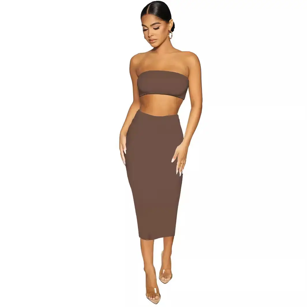 2025 Women's Cross-Border Sexy Chest-Wrapped Navel-Baring Skirt Suit - Image 5
