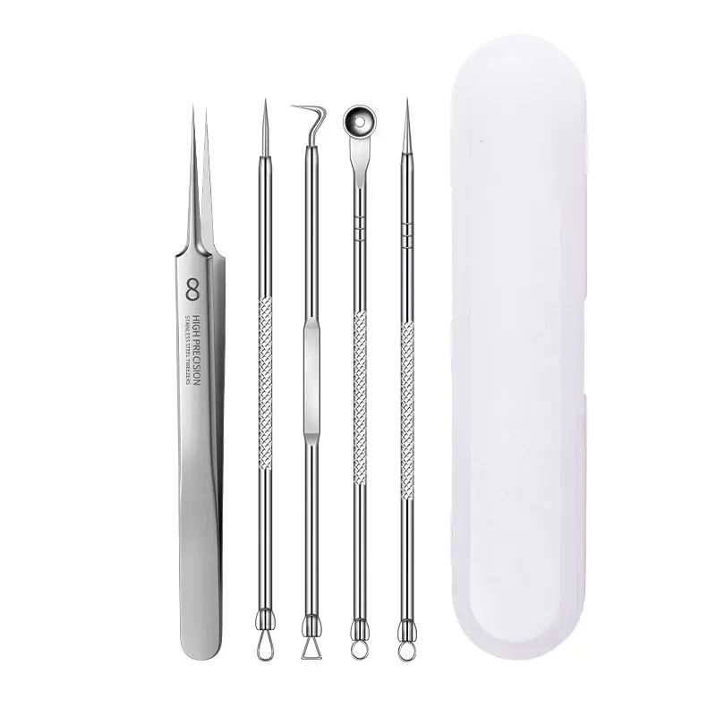 Stainless Steel Acne Clip Set with 8 Acne Needles