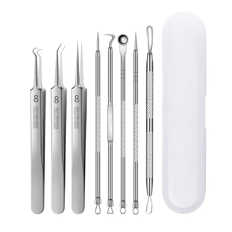 Stainless Steel Acne Clip Set with 8 Acne Needles