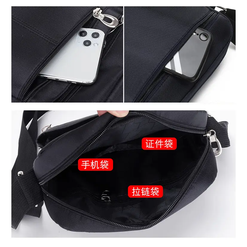 Men's Grey Oxford Crossbody Bag Large Capacity