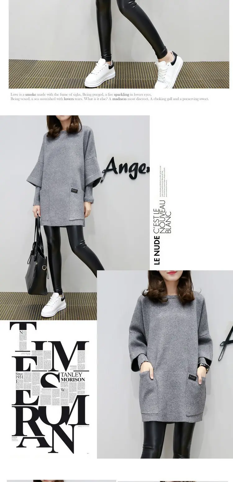 Women Grey 3Q Sleeve T-Shirt Plus Size Loose Fit — feature 8