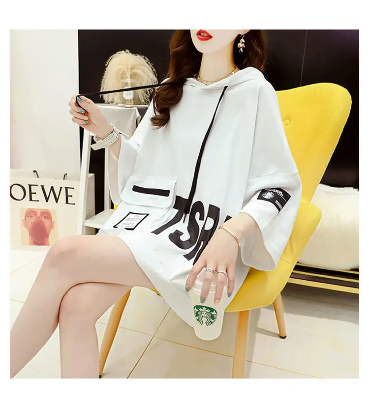 Women Korean Hooded Short Sleeve T-Shirt White Large — feature 18